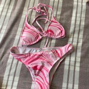 Two piece hot pink bikini